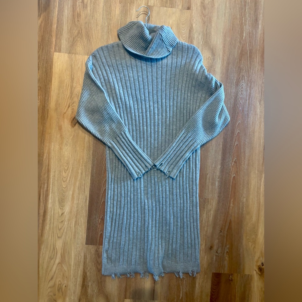 Promesa Ribbed Cowl Neck Sweater - Light Blue